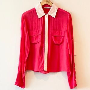 2/$40🌟CHELSEA FLOWERS 🌺 Pink & White Blouse